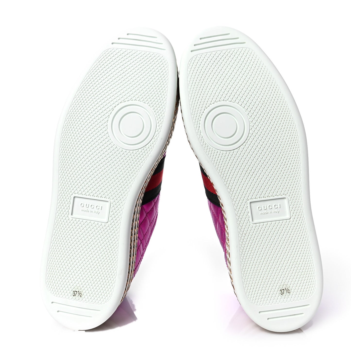 Laminated Nappa Crystal Web Bee Embroidered Trapuntata Womens Ace Platform Sneakers 37.5 Fuxia