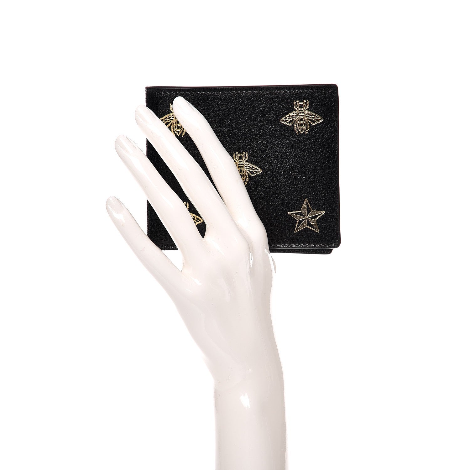 Gucci Calfskin Bee Star Bi-Fold Wallet Black 2 of 7