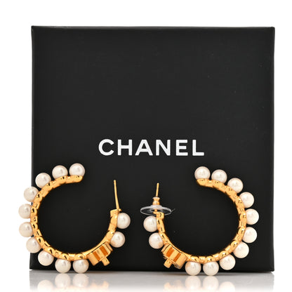 Chanel Pearl CC More Is More Small Hoop Earrings Gold 5 of 5