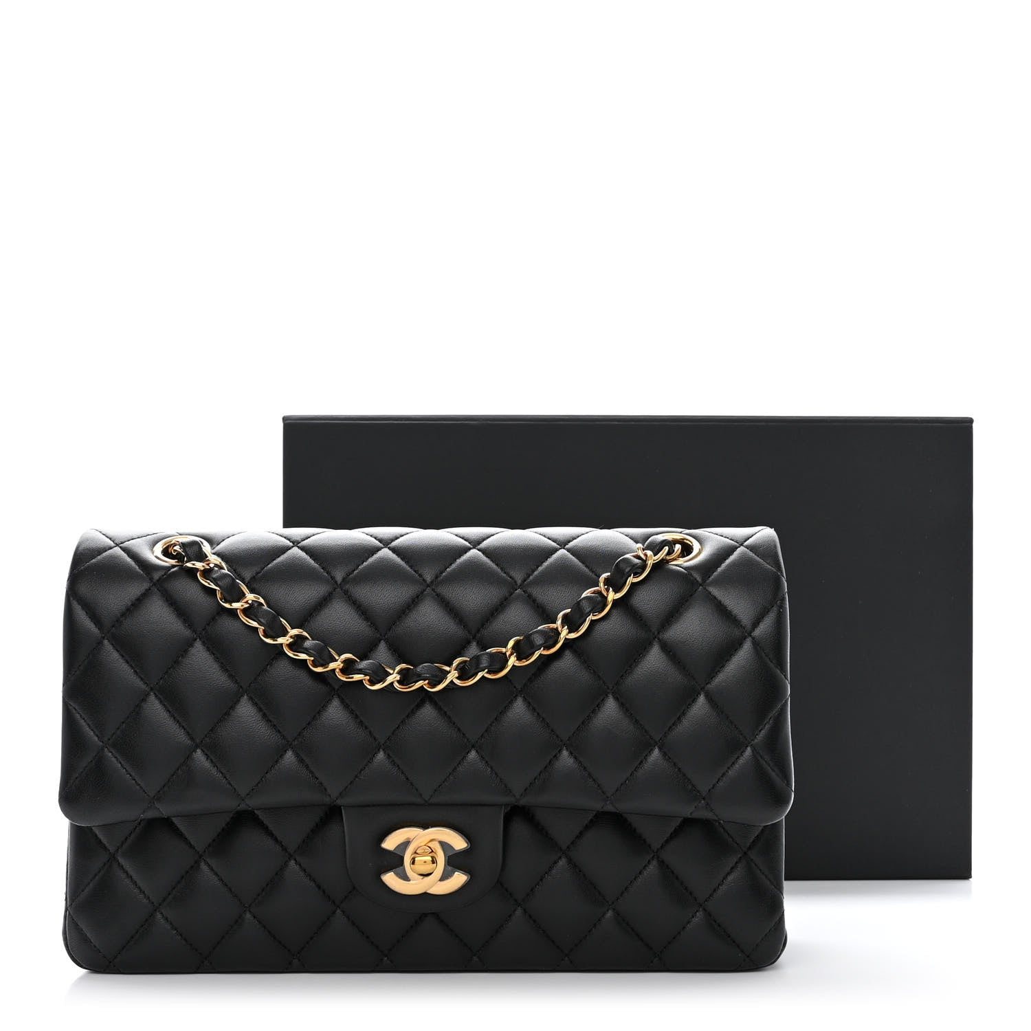 Chanel Lambskin Quilted Medium Double Flap Black 11 of 11