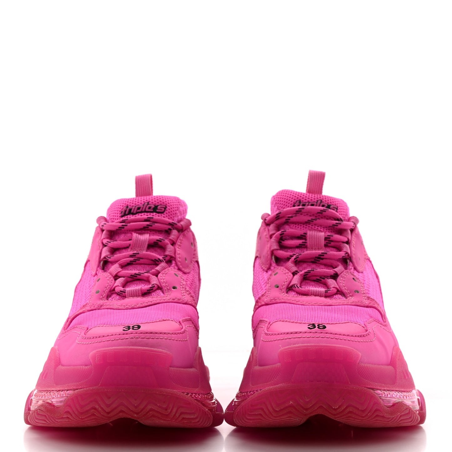 Fabric Mesh Clear Sole Fluo Womens Triple S Sneakers 39 Pink
