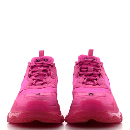 Balenciaga Fabric Mesh Clear Sole Fluo Womens Triple S Sneakers 39 Pink 2 of 12