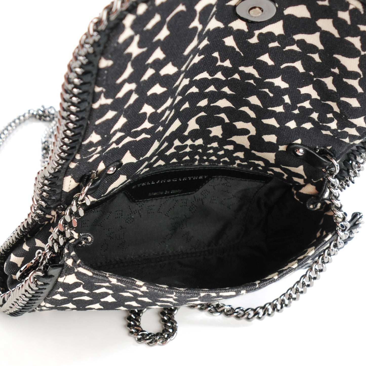 Faux Leather Falabella Hearts Convertible Clutch Black