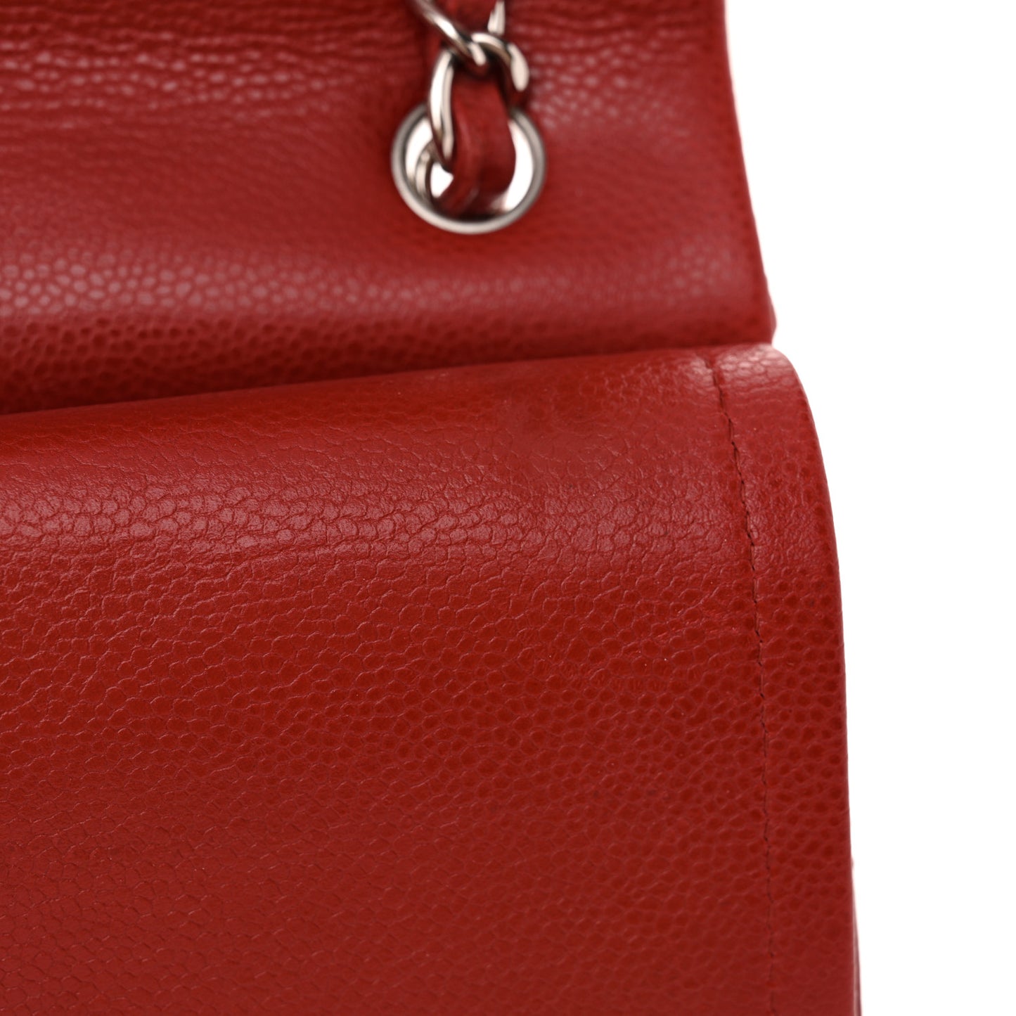 Caviar Quilted Jumbo Double Flap Red