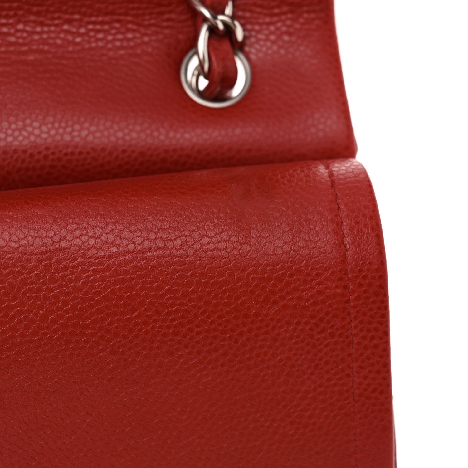 Chanel Caviar Quilted Jumbo Double Flap Red 12 of 14