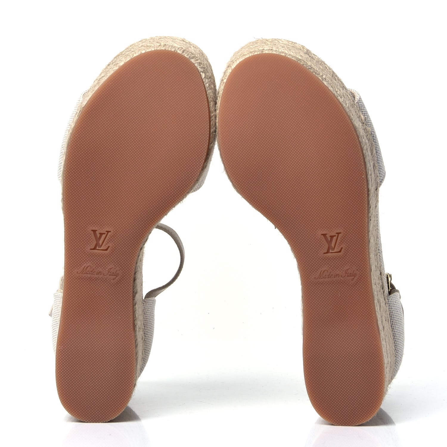 Louis Vuitton Canvas Monogram Starboard Espadrille Wedge Sandals 37 Blue 5 of 6