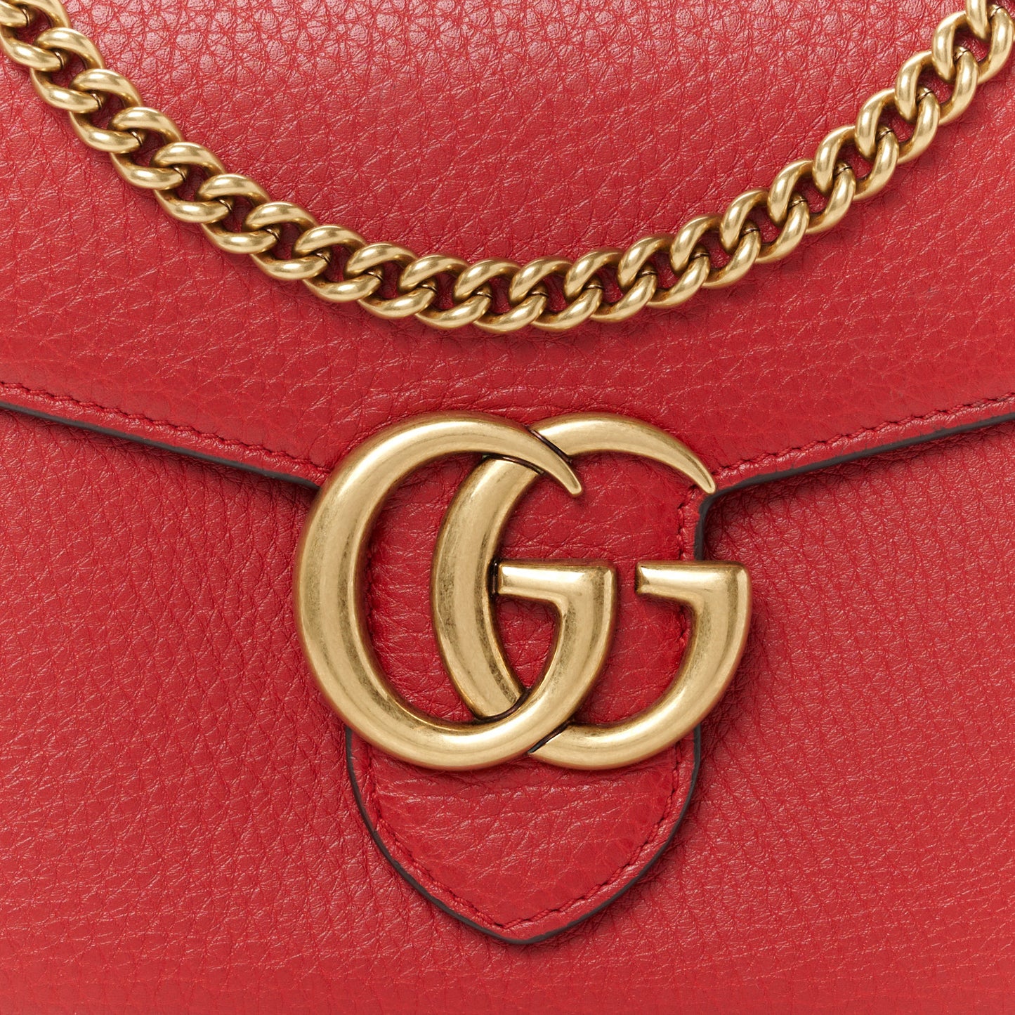Calfskin GG Marmont Chain Wallet Vulcanic Red