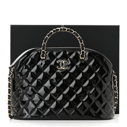 Chanel Patent Quilted Shiny Coco Small Shopping Bag Black 11 of 11