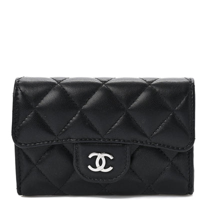 Chanel Lambskin Quilted Flap Card Holder Wallet Black 1 of 7