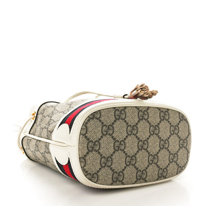 Gucci GG Supreme Monogram Textured Calfskin Web Mini Ophidia Bucket Bag Beige Ebony Mystic White 4 of 9