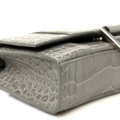 Balenciaga Shiny Calfskin Crocodile Embossed Hourglass Chain Bag Balenciaga Steel Grey 9 of 10