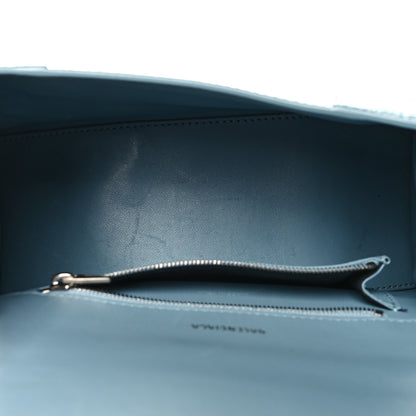 Balenciaga Shiny Calfskin Crocodile Embossed Small Hourglass Top Handle Bag Blue Grey 5 of 16