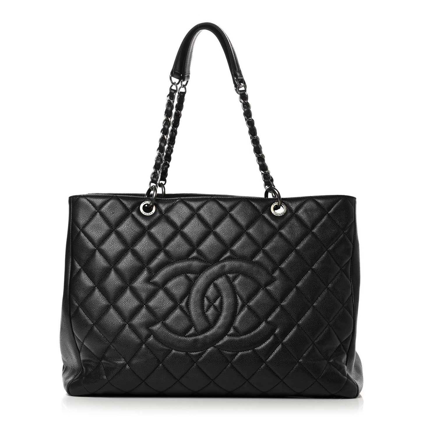 Caviar Quilted XXL Grand Shopping Tote GST Dark Grey