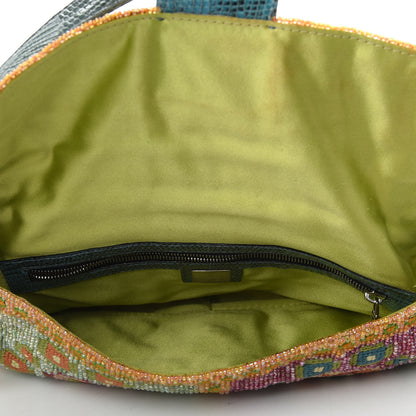 Fendi Wool Embroidered Beaded Lizard Baguette Multicolor 7 of 8