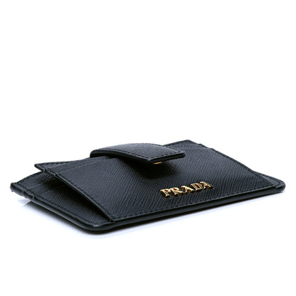 Prada Saffiano Metal Coin Case Card Holder Black 3 of 4