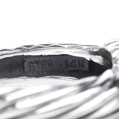 David Yurman Sterling Silver 14K Yellow Gold Black Diamond Cable Station Ring 51 5.75 3 of 5