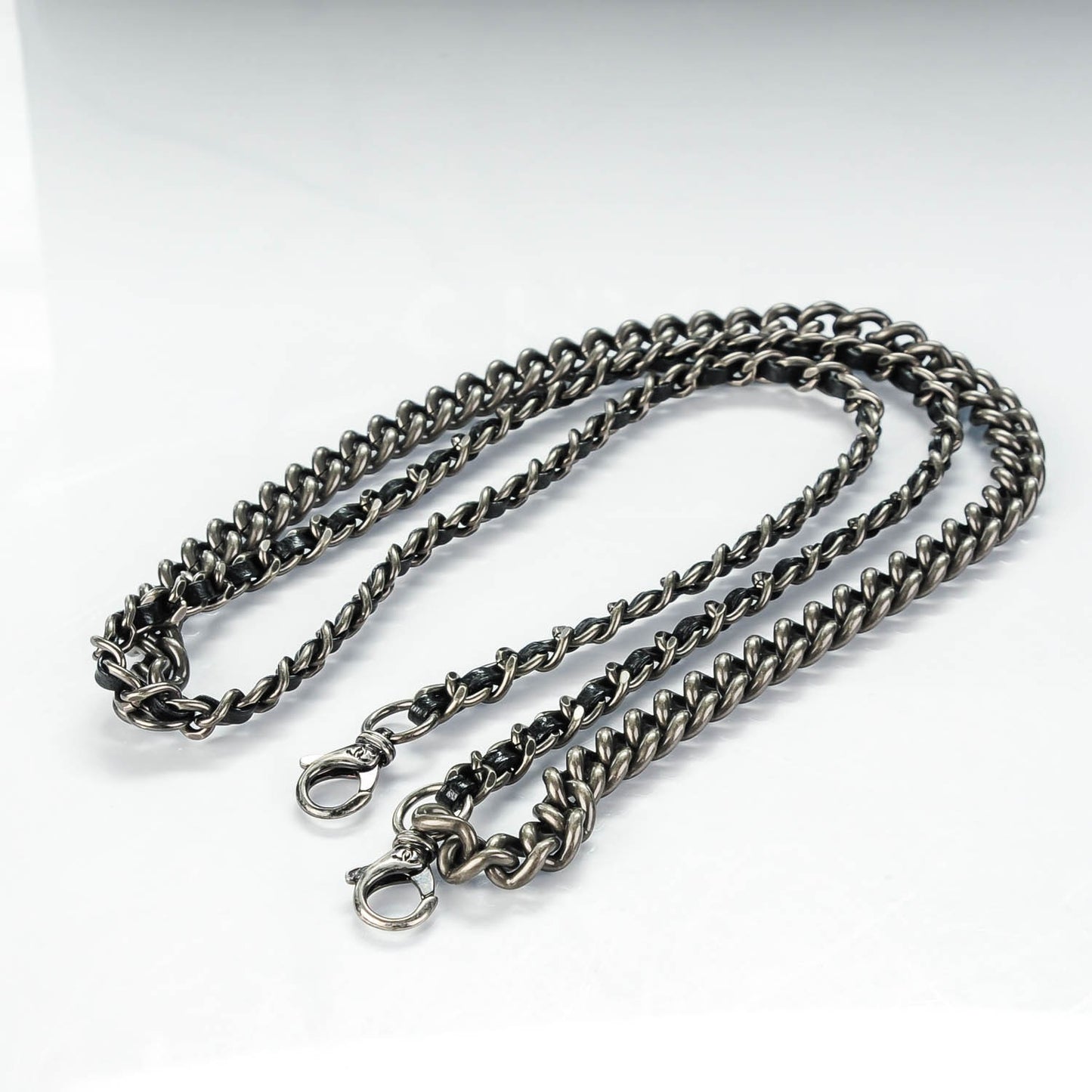 Shiny Goatskin Quilted Small Double Carry Waist Chain Flap Black