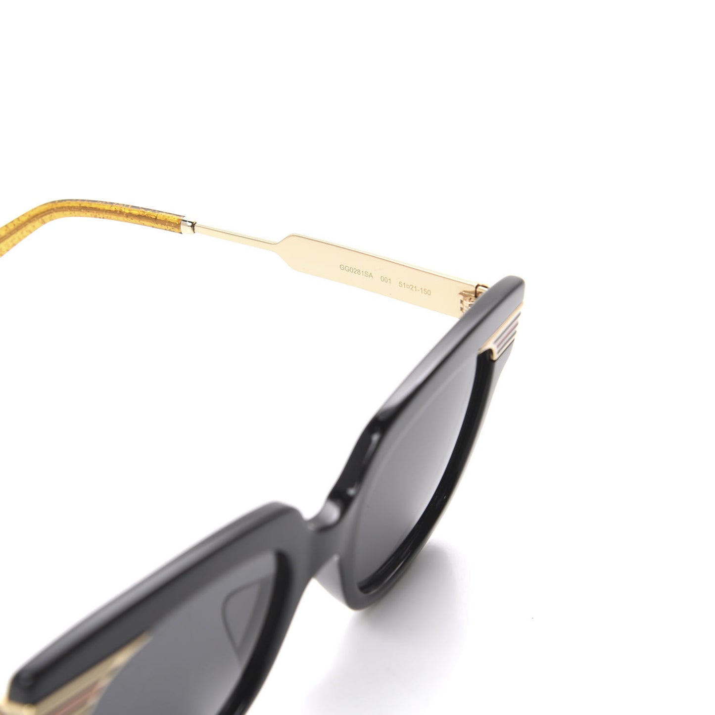 Acetate Square Frame Web Sunglasses GG0281SA Black