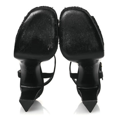 Chanel Cotton Lace CC Platform Sandals 36.5 Black 7 of 13