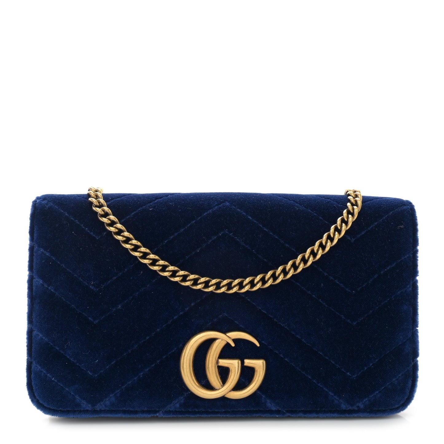 Velvet Matelasse GG Marmont Mini Bag Cobalt Blue