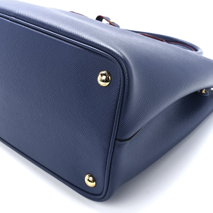 Prada Saffiano Cuir Medium Double Bag Bleuette Rosso 12 of 12