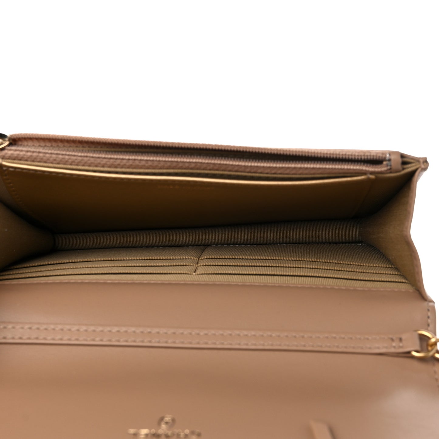 Lambskin Quilted CC Pearl Crush Wallet on Chain WOC Beige