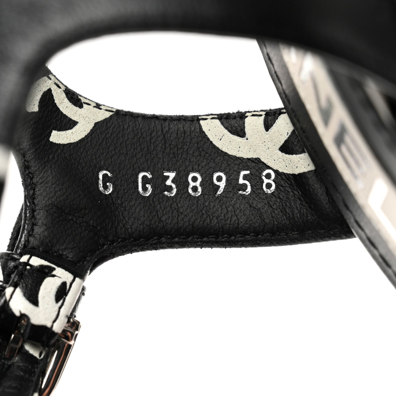 Chanel Printed Lambskin CC Platform Sandals 39 Black White 6 of 9