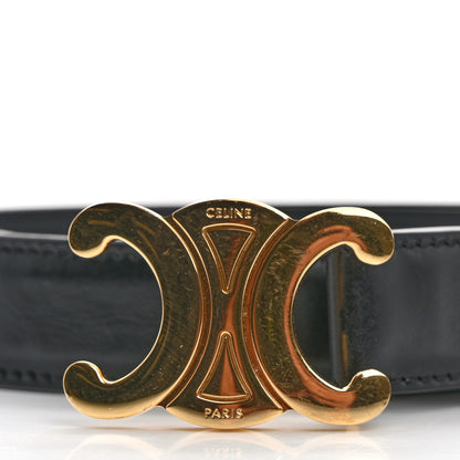 Celine Box Calfskin Small 25mm Triomphe Belt 75 30 Black 10 of 11