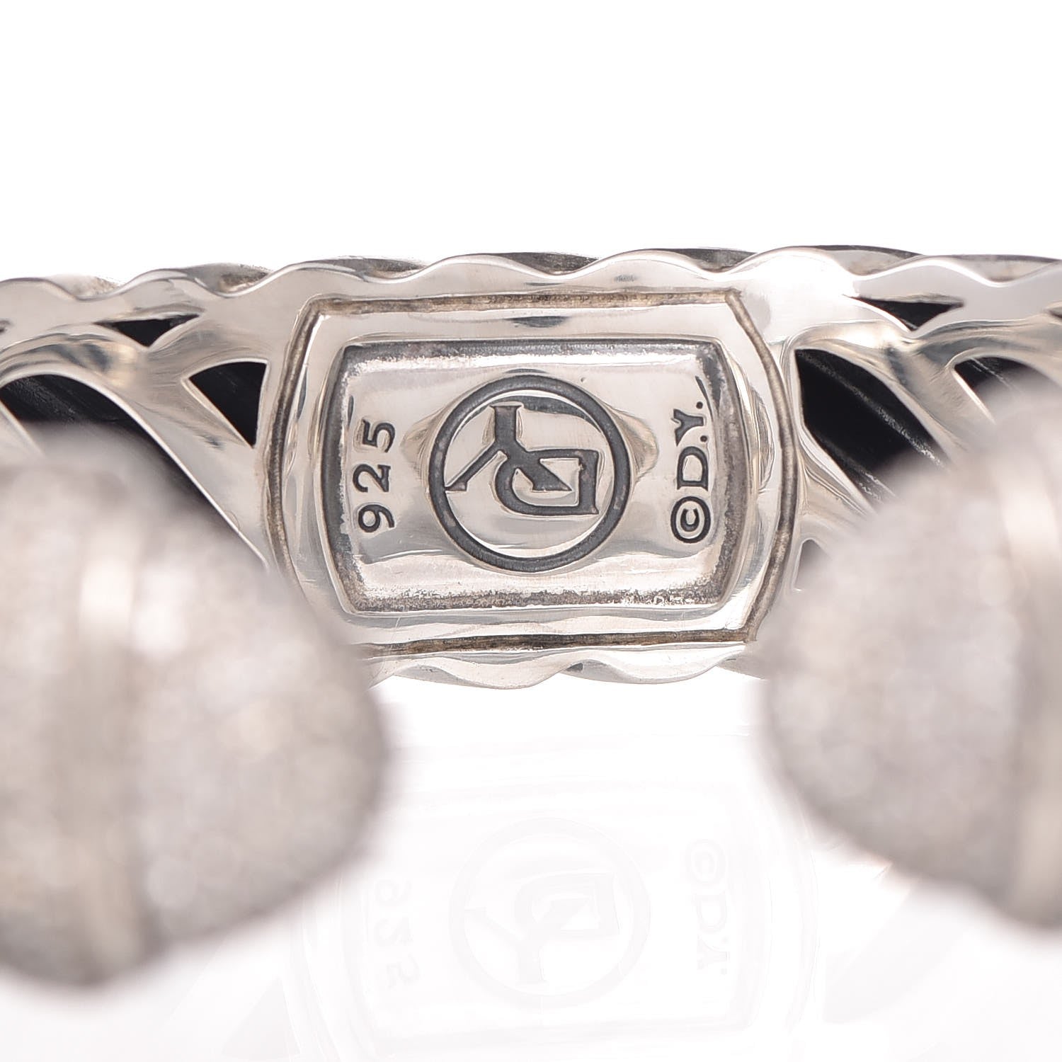 David Yurman Sterling Silver Pave Diamond 15mm Waverly Bracelet 4 of 5