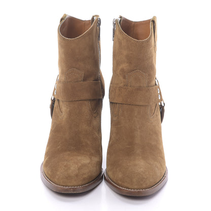 Saint Laurent Suede Curtis Harness Ankle Booties 37 Tan 2 of 11