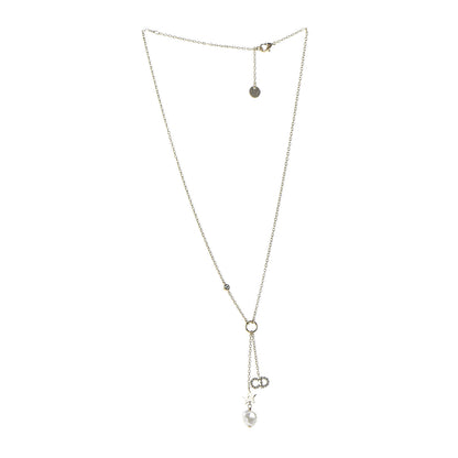 Christian Dior Crystal Pearl Shiny-D Tribal Long Necklace Gold 4 of 7