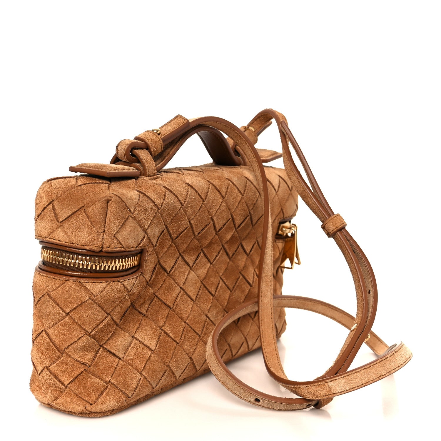 Bottega Veneta Suede Intrecciato Bang Bang Vanity Case Amber 3 of 11