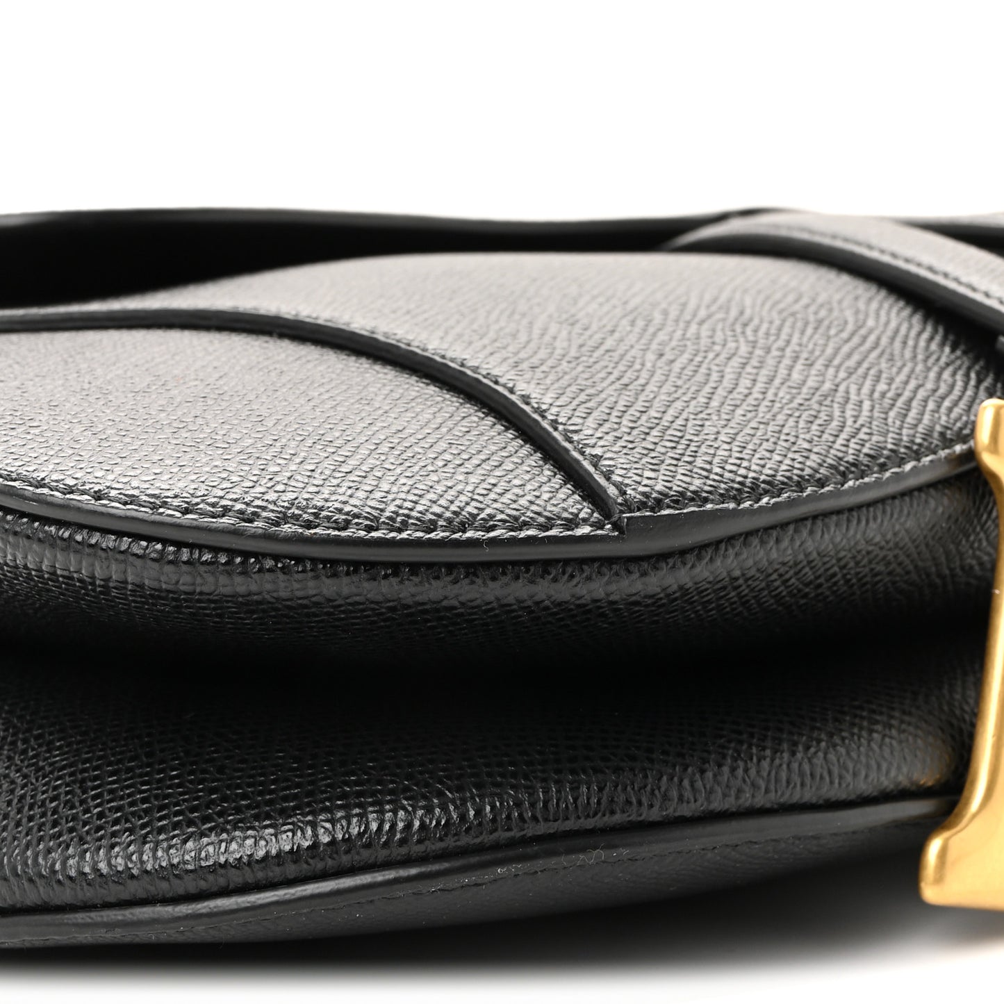 Grained Calfskin Saddle Bag With Strap Black