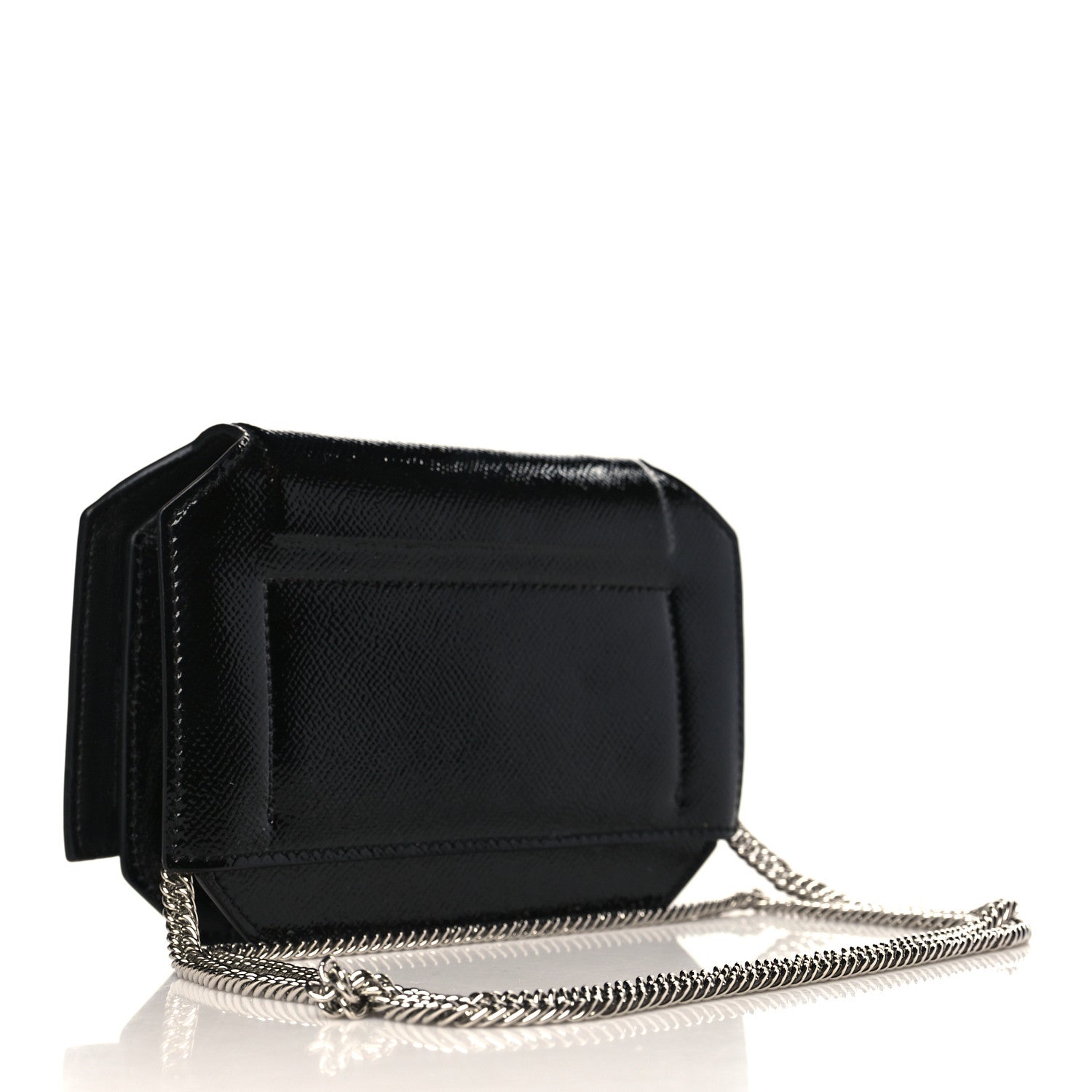 Givenchy Patent Calfskin Bow Cut Chain Wallet Black 2 of 9
