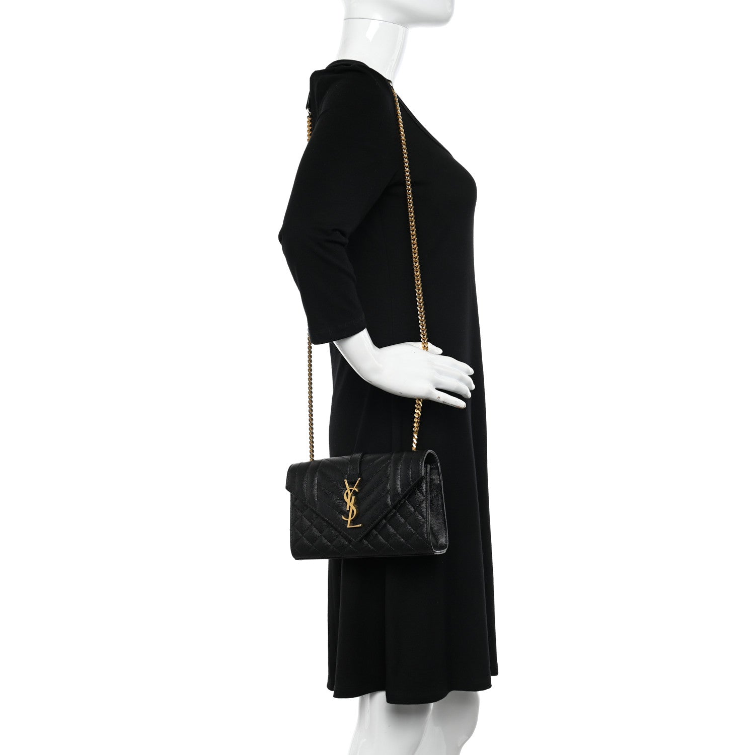 Saint Laurent Grain De Poudre Textured Mixed Matelasse Triquilt Small Monogram Satchel Black 2 of 11