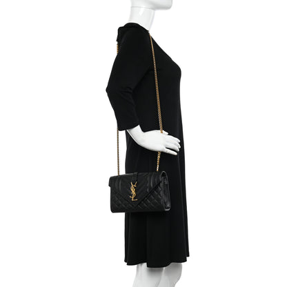Saint Laurent Grain De Poudre Textured Mixed Matelasse Triquilt Small Monogram Satchel Black 2 of 11