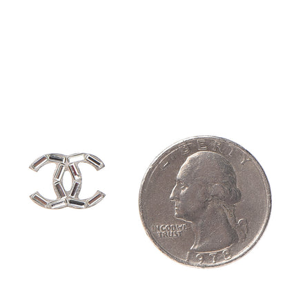Chanel Baguette Crystal CC Earrings Silver 2 of 5