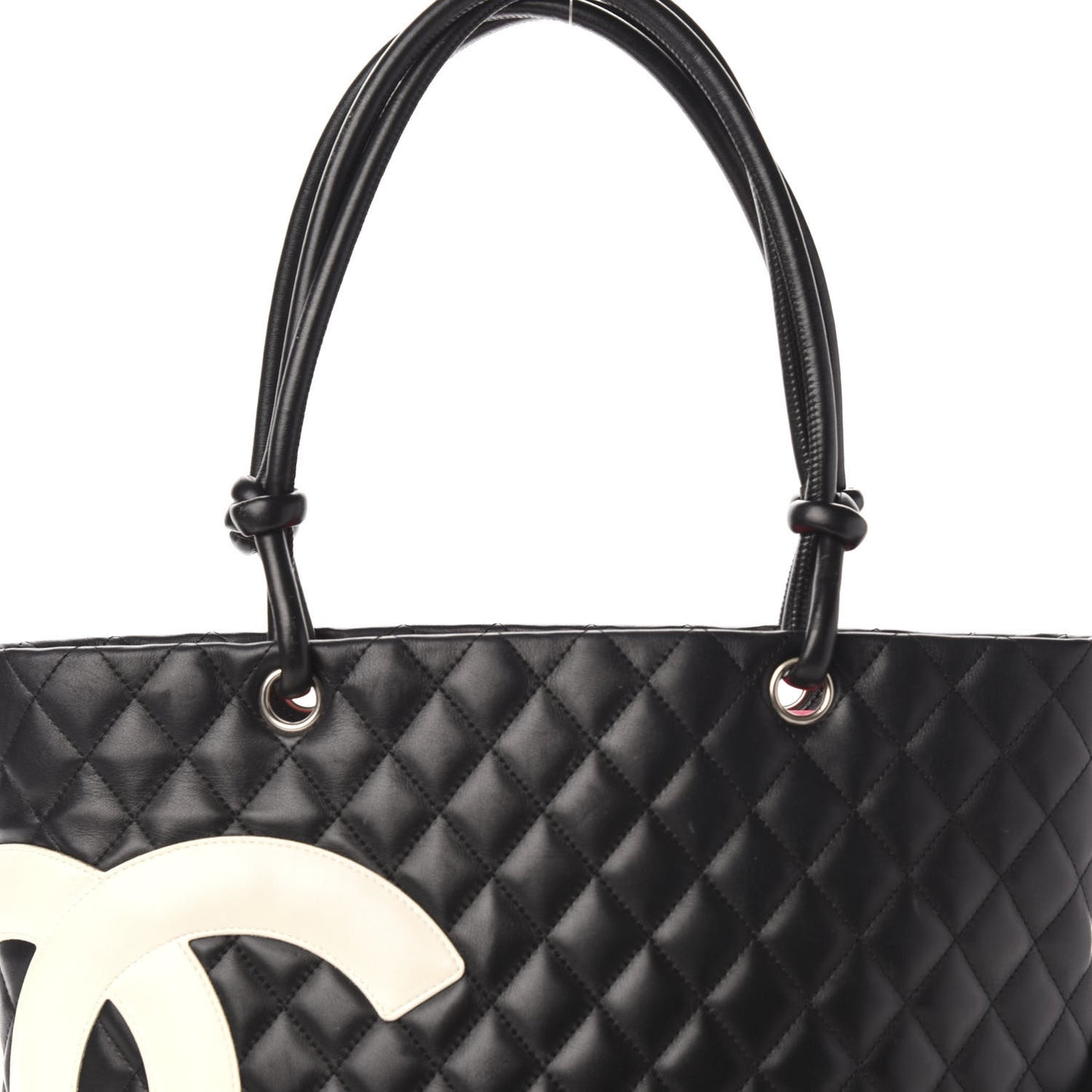 Calfskin Quilted Large Cambon Tote Black White