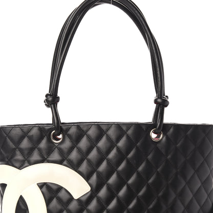 Chanel Calfskin Quilted Large Cambon Tote Black White 10 of 10