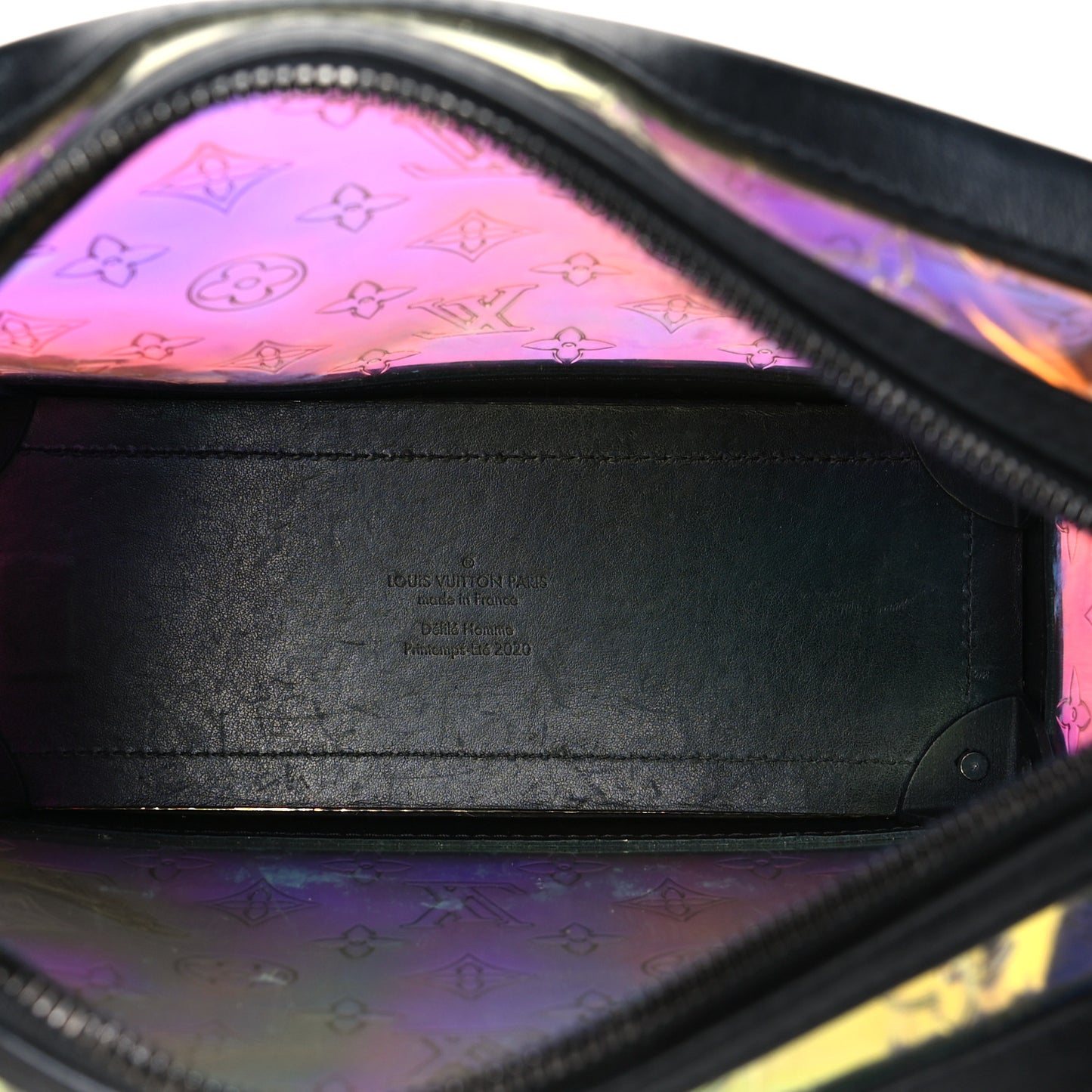 Calfskin PVC Monogram Solar Ray Soft Trunk Iridescent Prism Black