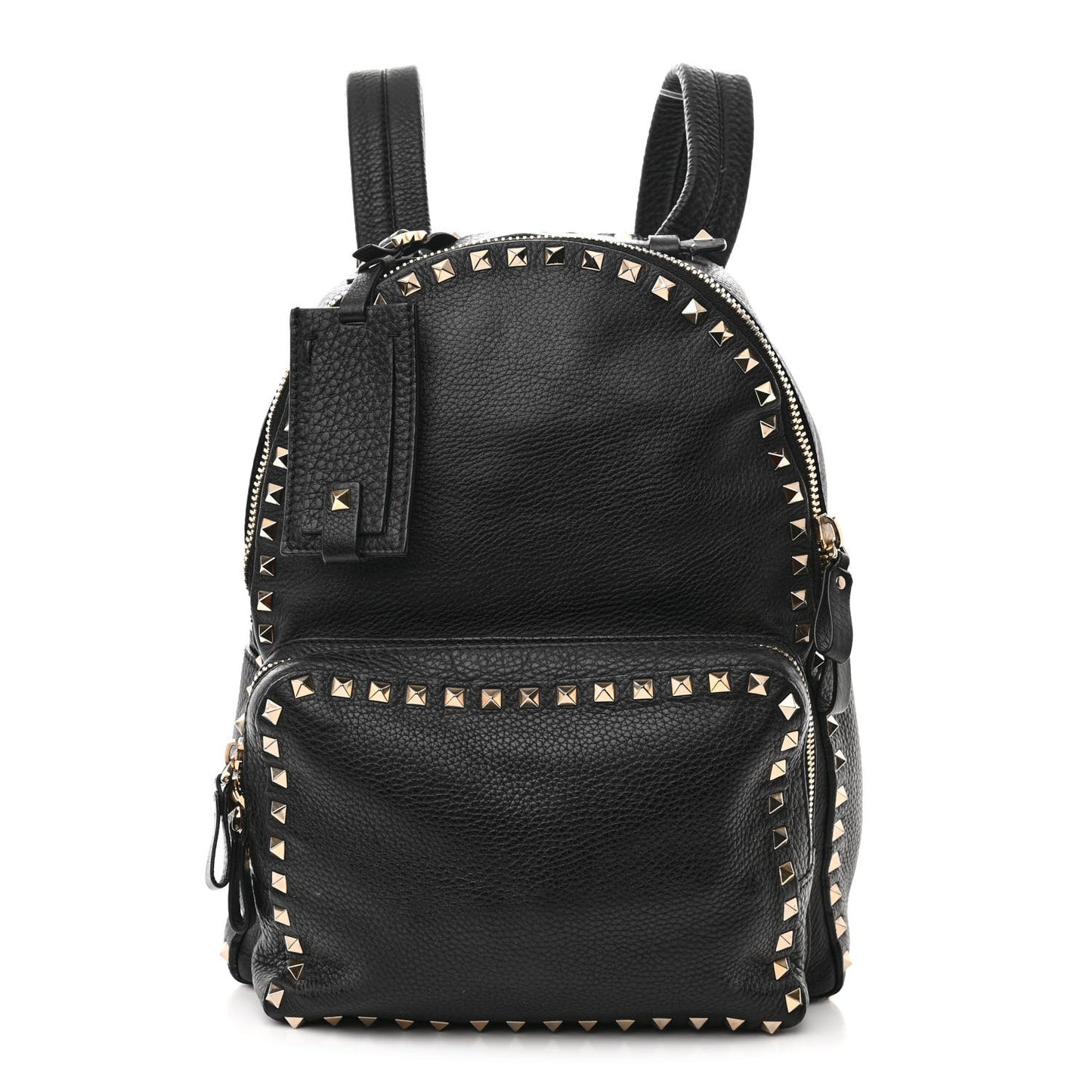 Grained Calfskin Medium Rockstud Backpack Black