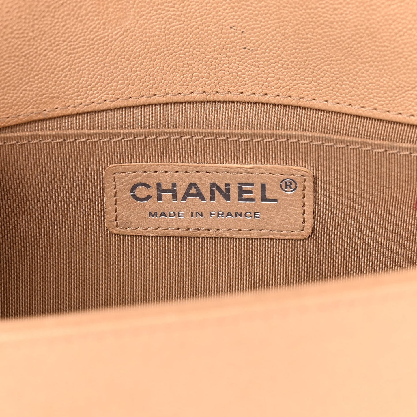 Caviar Quilted Medium Boy Flap Beige