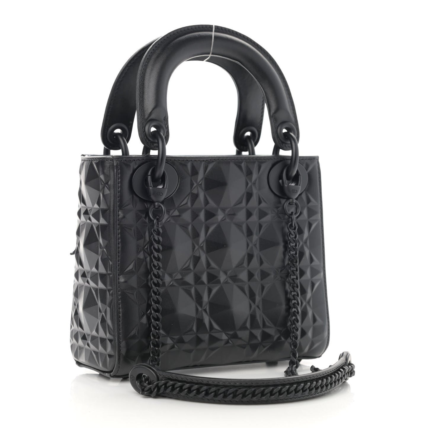 Calfskin Diamond Cannage Mini Lady Dior Black
