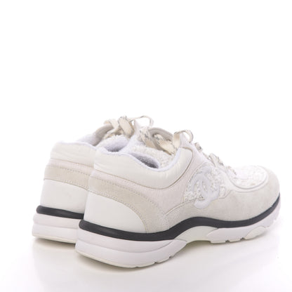 Chanel Velour Tweed CC Sneakers 39.5 White 4 of 8