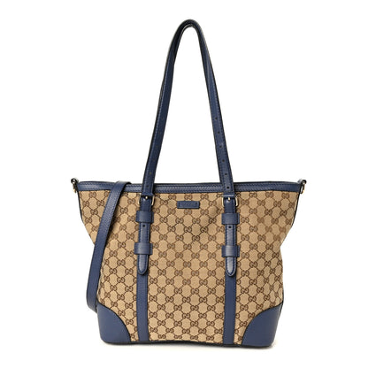 Gucci Monogram Cellarius Calfskin Tote Beige Ebony Blue 1 of 12