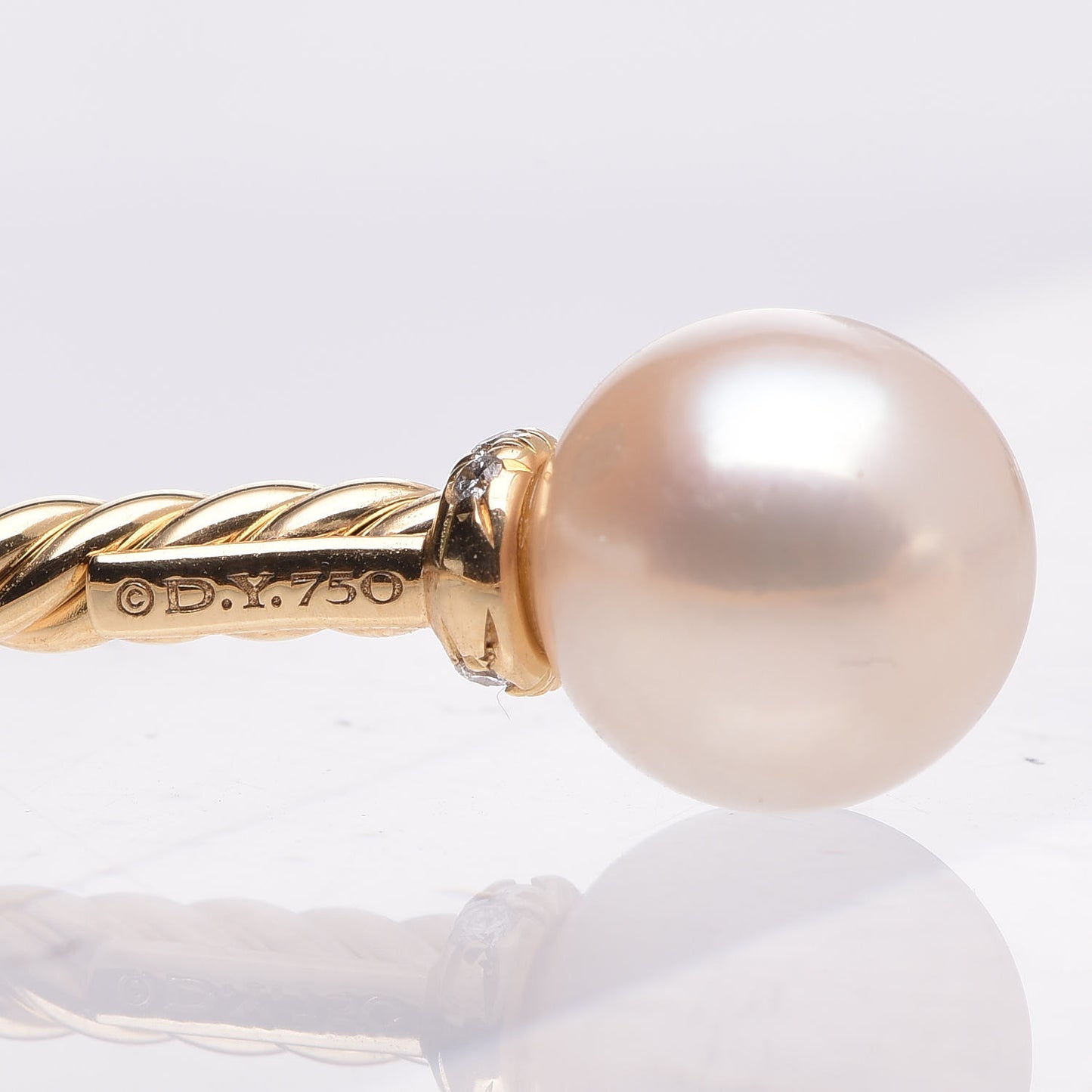 18K Yellow Gold Diamond Pearl 8.5mm Solari Bracelet