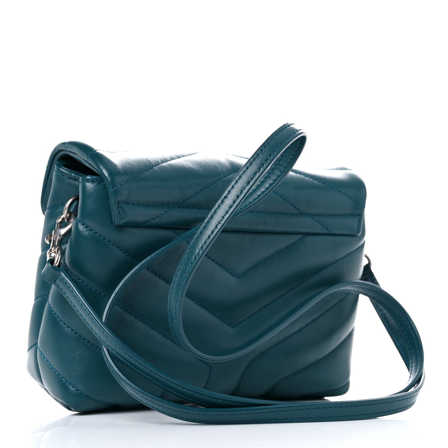 Saint Laurent Calfskin Y Quilted Monogram Toy Loulou Satchel Dark Turquoise 3 of 13