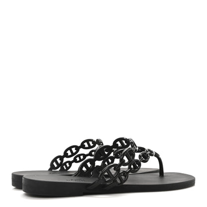 Hermes Rubber Womens Island Sandals 38 Black 5 of 8
