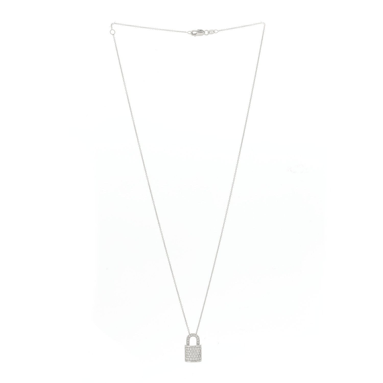 Roberto Coin 18K White Gold Diamond Tiny Treasures Lock Pendant Necklace 3 of 8