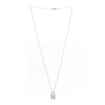 Roberto Coin 18K White Gold Diamond Tiny Treasures Lock Pendant Necklace 3 of 8